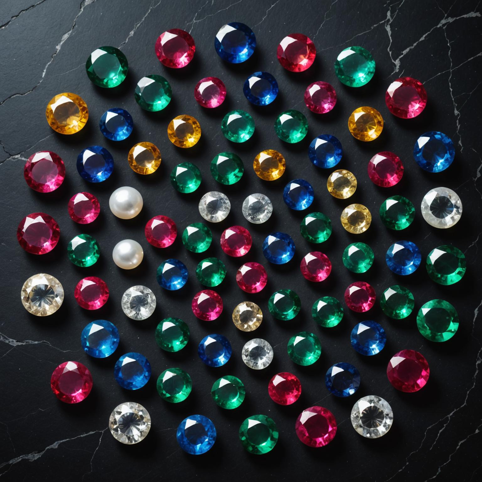 Astrological gemstones arranged in circle