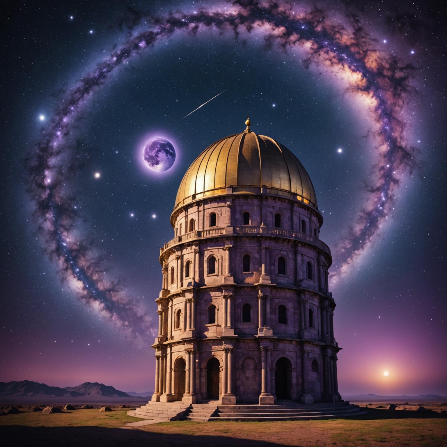 Observatory under starry sky